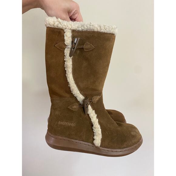 Rocket Dog Y2K Slope Boots Suede Leather Shearling Chestnut Size 8 - Picture 1 of 7